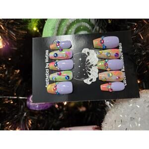 Colorful y2k press on nails custom made